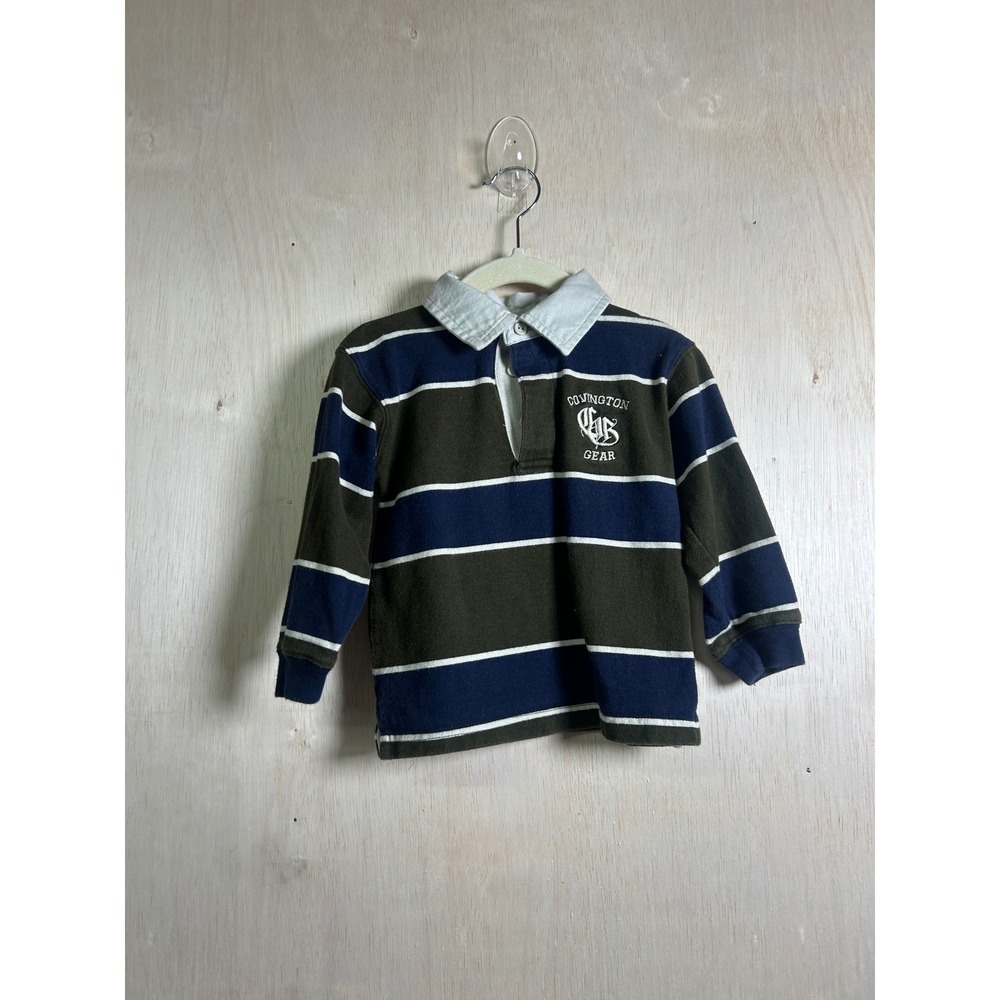 Covington Rugby Shirt Kids Toddler Navy Olive Green Excellent Striped Preppy